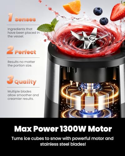 Image of GDOR Professional Blender with 6 Preset Programs, 1300W Smoothie Blender for Ice Crushing & Frozen Fruit, 67 Oz Glass Pitcher & 22 Oz To-Go Cup Combo, Smart Smoothie Maker, Self-Cleaning