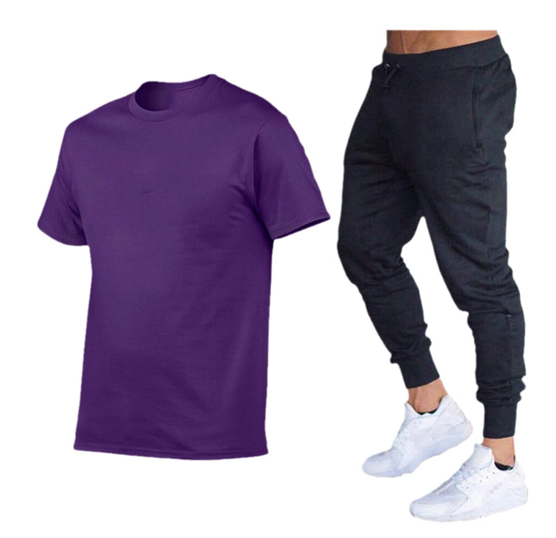 Estate Uomini Casual T-Shirt Set Sportswear Uomini Jogger Abiti Uomo T-Shirt Pantaloncini Sport Abiti, Blu navy Biru, Large
