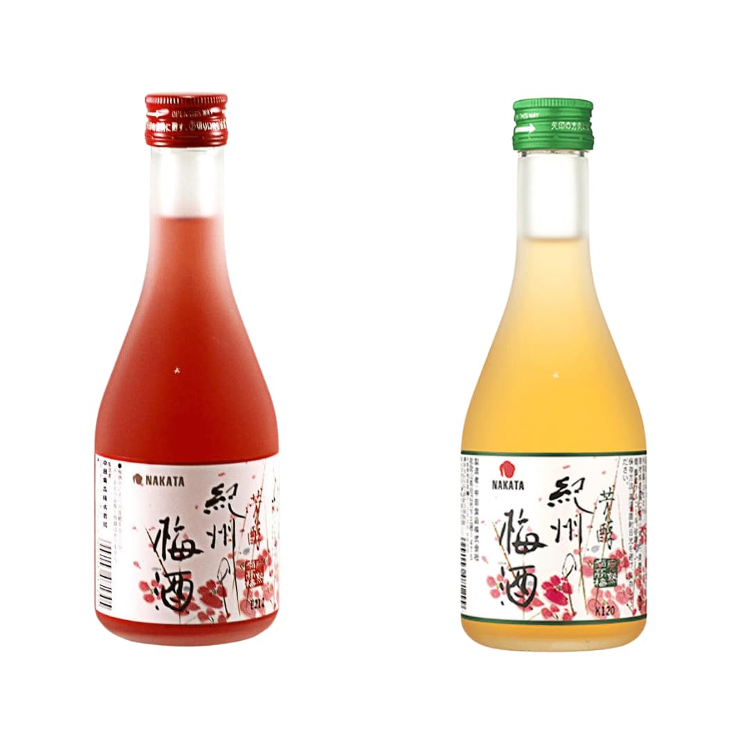 Nakata Japanese Plum Wine Kishu no Umeshu Aka & Shiro Flavour 300ml 12% Alc. /Vol (Pack of 2)
