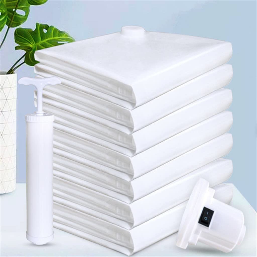 Sac sous Vide épaissi Sac de Rangement de vêtements avec Valve Sac de Rangement de Compression Pliant Sac de Joint de Voyage (Pompe à air électrique 130x100cm*5pcs)