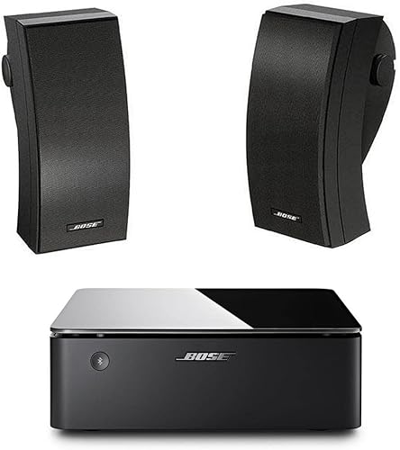 Bose 251 Altavoces ambientales para exteriores (par), negro con amplificador de música