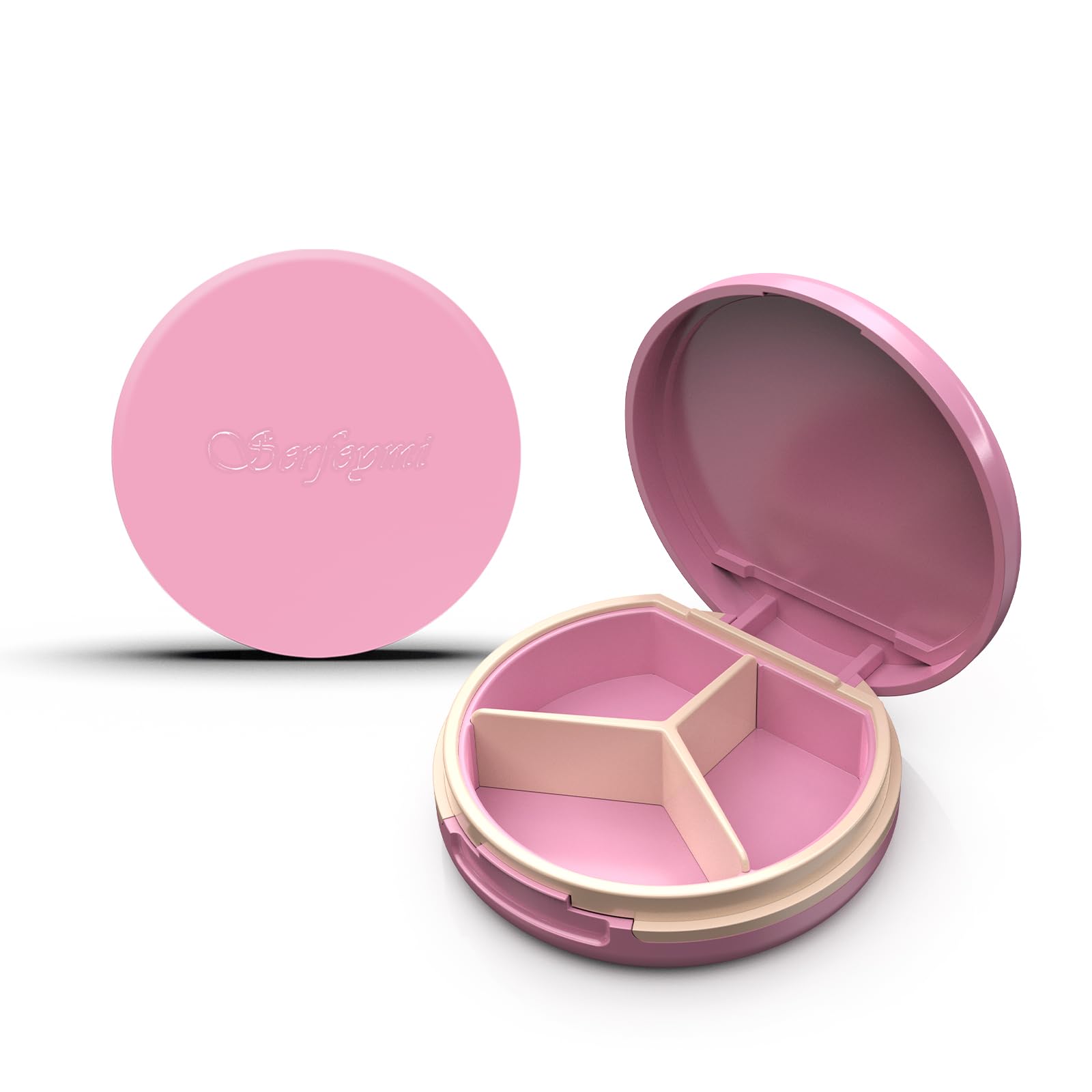 Serfeymi Small Pill Case for Purse, Unique Artistic Patterns Travel Pill Box with 3 Compartments, Portable Mini Pill Organizer for Pocket, Decorative Pill Container for Purse - Pink(Serfeymi)