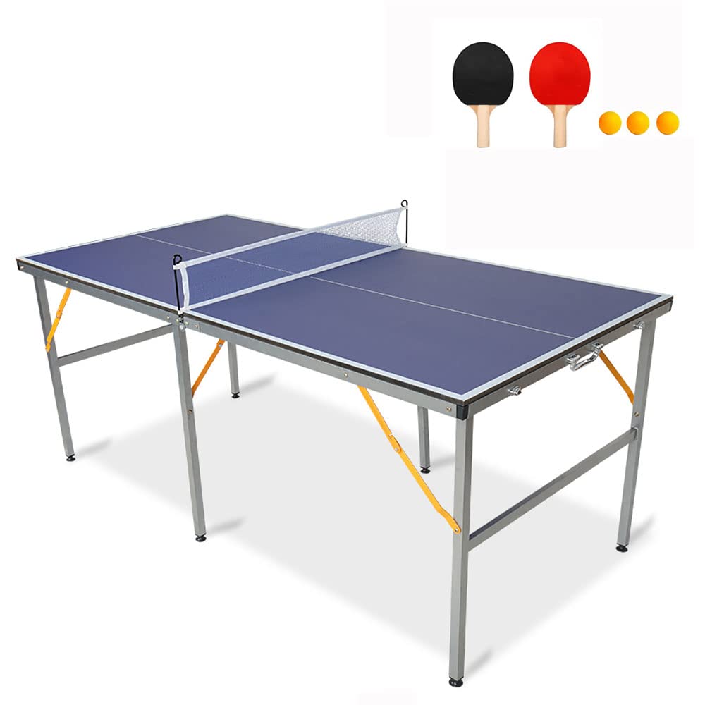 Zestaw stołów do tenisa stołowego 1,8 m – 100% wstępnie zmontowane, składane i przenośne stoły do gry w ping ponga z aluminiową ramą kompozytową na każdą pogodę i zdejmowaną siatką do użytku na zewnątrz/wewnątrz