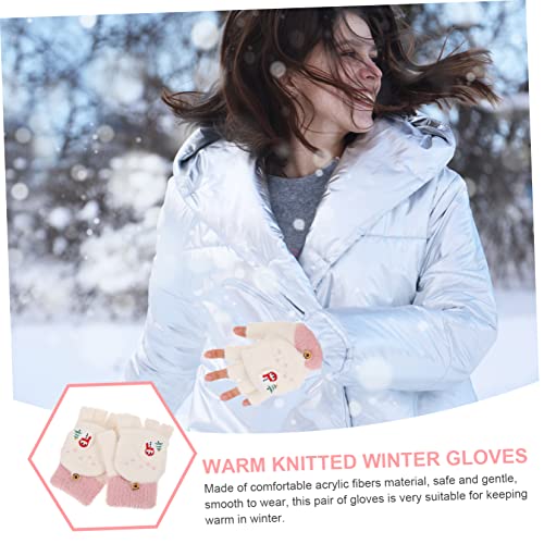 Adorable Gloves for Boys and Girls Warm Winter Gloves Knitted Cartoon Pattern Soft Half-finger for Boys and Girls Outdoor Activities4