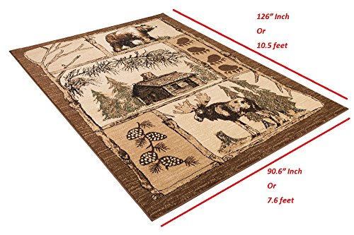 Hr-Cabin Rug–Lodge, Cabin Nature And Animals Area Rug–Modern Geometric Design Cabin Area Rug–Abstract, Multicolor Design– Moose/Bear/Lodge/Nature #TOP6