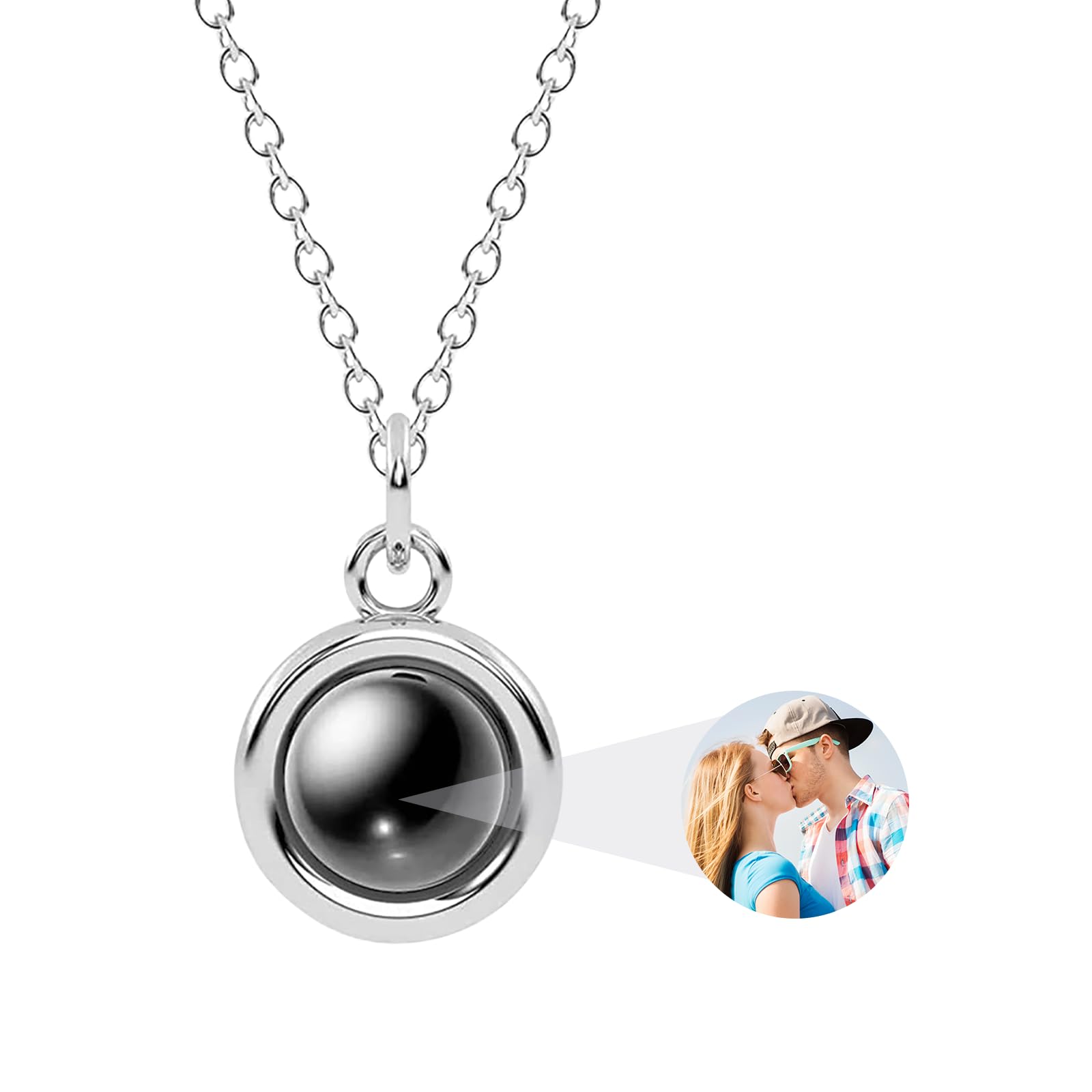 YATEDIY Picture Necklace Personalized for Women - Customized Photo Projection Necklace Round Pendant Necklace - Birthday Anniversary Memorial Gifts