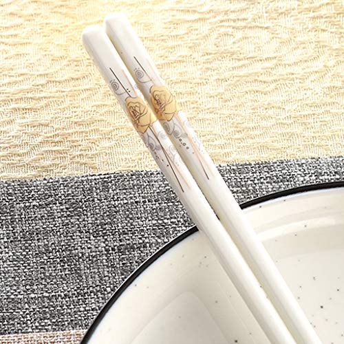 Coffret Cadeau de 2 Paires de Baguettes en Porcelaine réutilisables, Baguettes Le, antidérapantes, Baguettes Chinoises en Porcelaine Tendre, Baguettes japonaises à Sushi en céramique Blanche