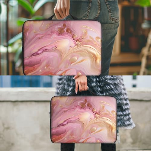 Funda para Laptop 13 Pulgadas con Asa Oro y Rosa Mármol miniatura 7