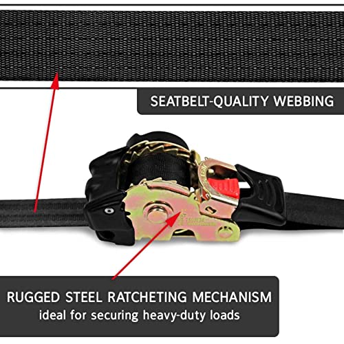 Dc Cargo Mall 2  Quick-N-Easy Retractable Ratchet Straps For E Track - 1 Inch X 6 Ft - For  Boats, Atvs, Motorcycles - Tight & Secure Etrack Tie Down In Trailers - 1,500 Lbs Break Strength #TOP6