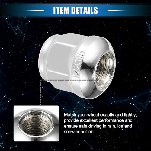 Image of 5 Pcs Wheel Lug Nuts Compatible for Honda Accord Civic, Durable Chorme Plated M12x1.5 Carbon Steel Silver Tone Tire Lugnuts