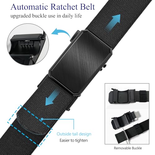 LionVII Mens Belt Ratchet Elastic, Stretch Belt for Work with Automatic Buckle for Men,1 3/8" Adjustable to Fit 28-49" Waist3