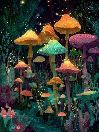 Loisir créatif enfant et adulte pour peindre sans savoir dessiner toile champignon