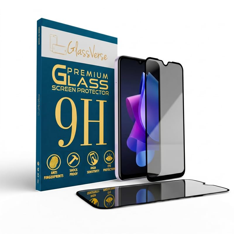 Image of GlassVerse Privacy Tempered Glass for Tecno Pop 7 | Anti Spy Screen Protector, 9H Hardness, Edge to Edge, Case Friendly, Hassle-less Installation Kit Included. (Pack of 2)