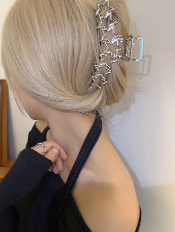 Star Hair Claw, Silver Alloy Y2K Hair Clip for Women, Trendy Five-Point Star Hair Clamp, Versatile Hair Accessory for Daily Wear, Parties and Travel