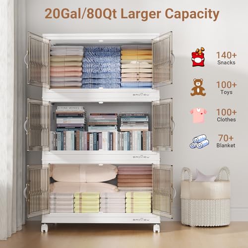 Image of BROVIEW 400Qt Stackable Storage Bins with Lid for Home Dorm, 5Pack White