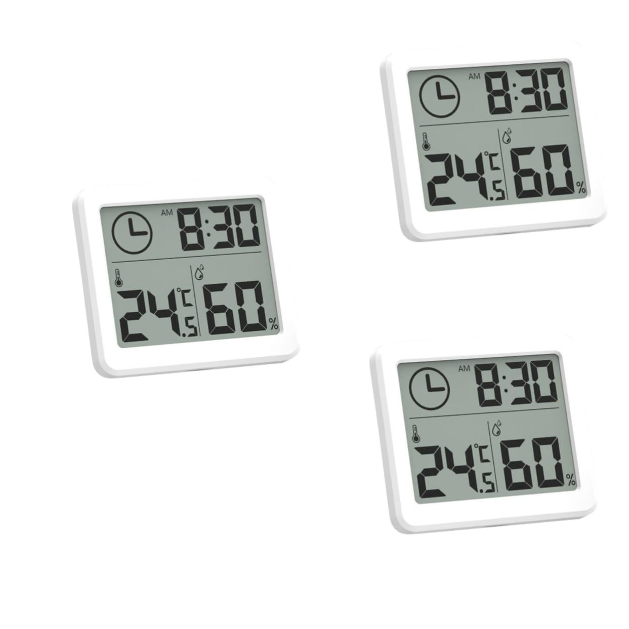 BESPORTBLE 6 Pcs Digital Thermometer Humidity Gauge Indoor Hygrometer Time Display Thermometer Indoor Thermometer Home Thermometer Home Hygrometer White Simple