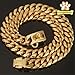 Strong Stainless Steel Dog Collar with Buckle Lock - Golden Cuban Link Chain Training Collar for Pets(Silver,14inch)