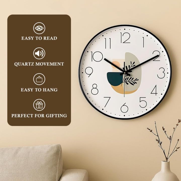 Image of TEKCOOL Wall Clock 12 inch Silent Quartz Decorative Wall Clock Non-Ticking Classic Digital Clock Battery Operated Round Easy to Read Handheld Complete Home /Kitchen /Bedroom(411);