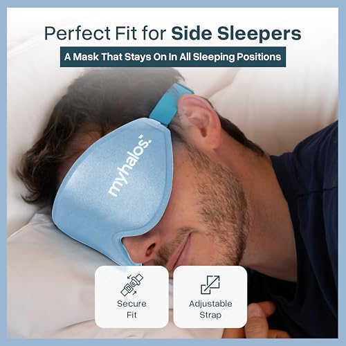 Image of MyHalos Sleep Mask - 3D Blackout Eye Mask for Women & Men, Side Sleepers, Zero Pressure Memory Foam Eyelash Friendly, Breathable,Award-Winning Sleep Aid for Travel (Light Blue, 1 Count (Pack of 1))