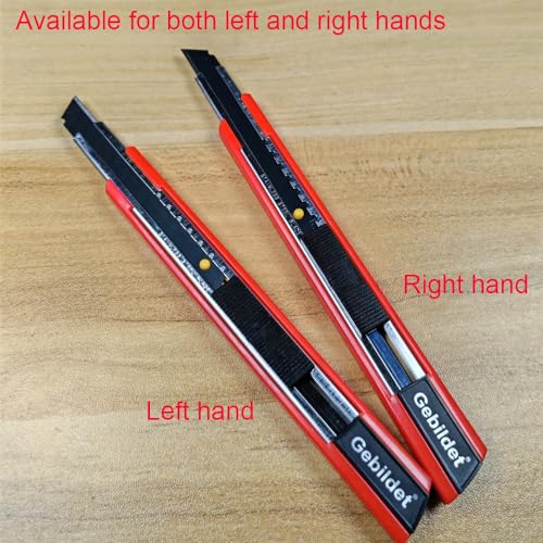 Image of Gebildet 5pcs Right and Left Hand Self-Lock Cutter Knife /Black 9mm Snap Off Blades /60 Blace Knife /Utility Knife /Graphic Knife (Red Holder)