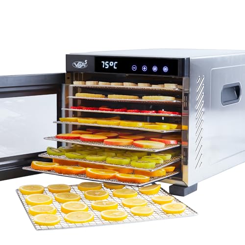 Vita5 Dörrautomat mit 7 Edelstahl-Dörrgitter - Dörrgerät 0,77m² Dörrfläche mit Temperaturregler (35-75°C) - Trocknen von Obst Gemüse Fleisch - 650W 24H...