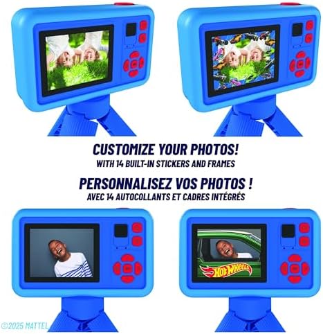 Mattel Hot Wheels Finish Line Kids Camera – Dual Lens Digital Camera (Printing & Selfie Models), 1080P HD Video, Kid-Friendly Design with Fun Filters & Stickers, Age 3+ - 5