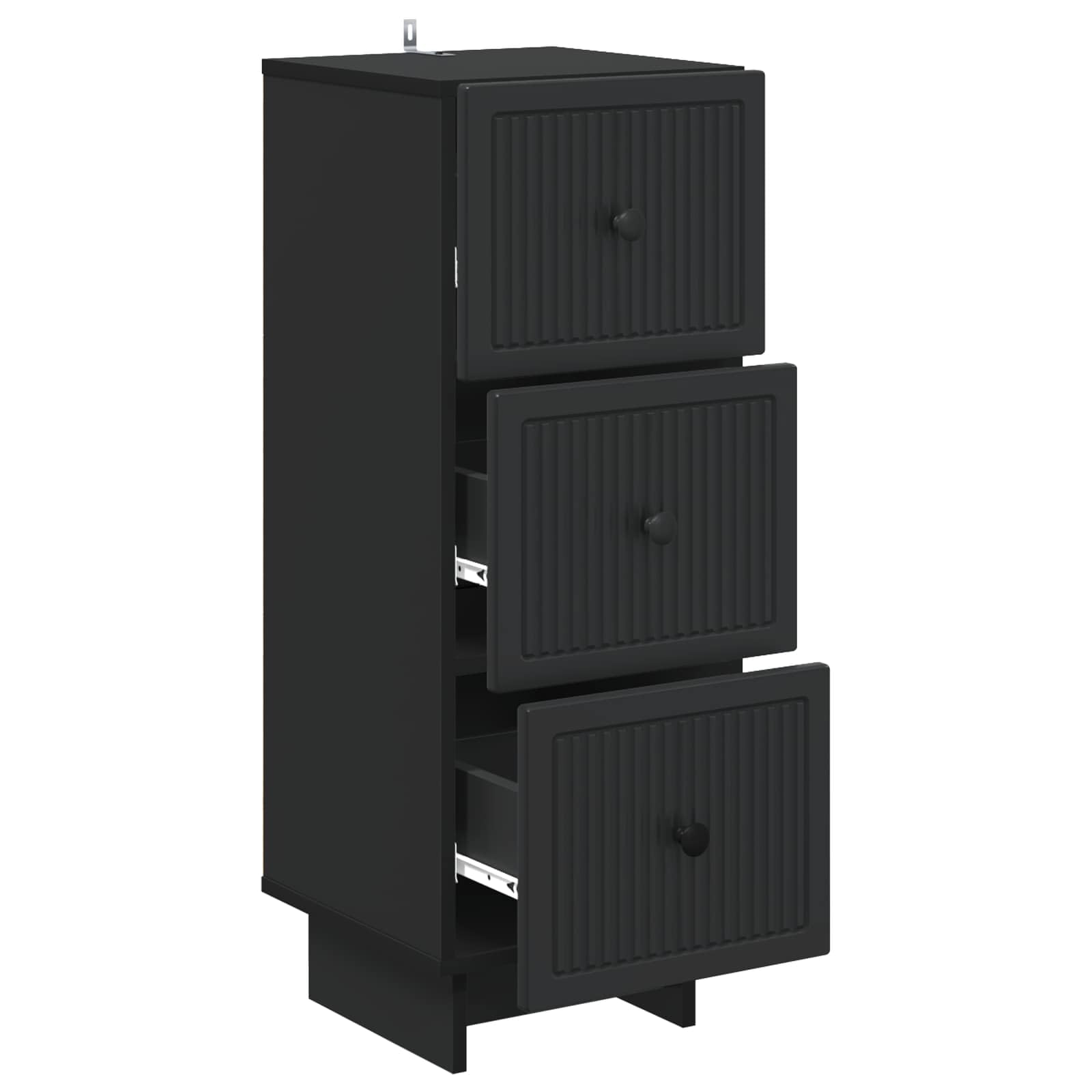 Armoire à Tiroirs Noire 33 x 34,5 x 90 cm Bois d'Ingénierie