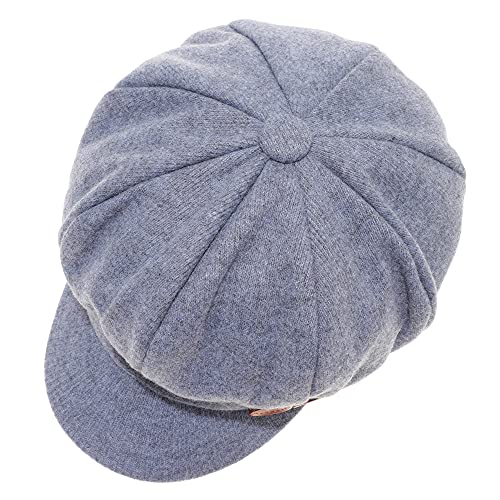 Mirmaru Women's Classic Visor Baker Boy Cap Newsboy Cabbie Winter Cozy Hat With Comfort Elastic Back (Brushed Jersey Knit Navy) #TOP2