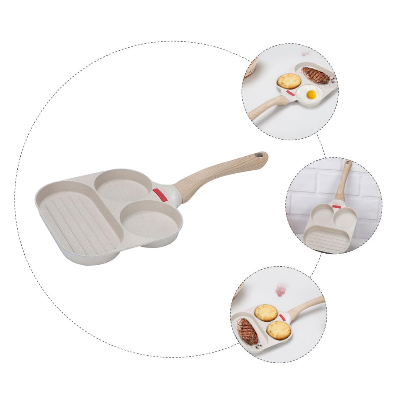 TOYANDONA Padella da Campeggio Antiaderente Multifunzione in Alluminio, Padella per Uova e Pancake Manico Ergonomico, per Cucina Domestica e Attività Outdoor
