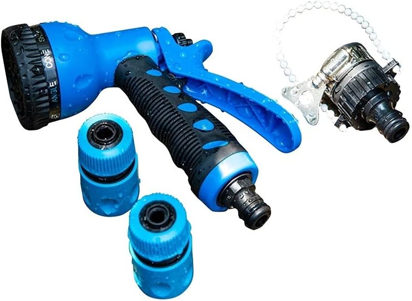 Garden Hose Spray Gun Hose Nozzles 1/2" Water Pipe Hoses Accessories Outdoors Watering Equipment,Spray Shower Water Gun Set, for Cleaning and Gardening (Color : Water Gun+Connector Set)