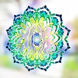 VP Home Emerald Mandala Kinetic Wind Spinner for Yard and Garden Wind Spinner Outdoor Metal Large Ha