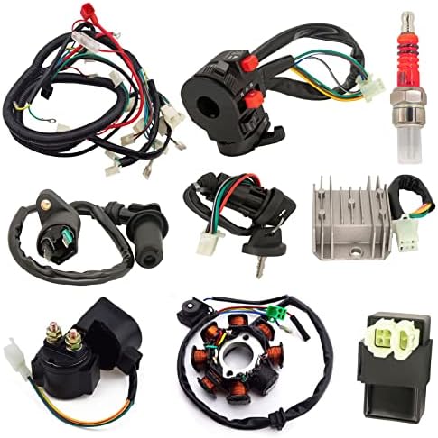 Complete Wiring Harness Kit ATV Wire for GY6 150cc 125cc Scooter Moped 4-Stroke Engine, Electric ATV Wire Harness Kit with CDI Stator Regulator Ignition Switch Solenoid Relay by LOYPP