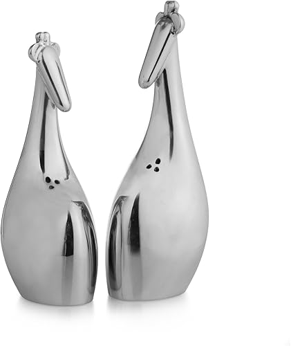 nambe Savanna Collection - Salero y pimentero de jirafa, juego de 2 para decoración del hogar, mide 3 x 3 x 4.5 pulgadas, fabricado con aleación