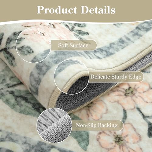 Tapete decorativo floral beige 5x7 pulgadas miniatura 5