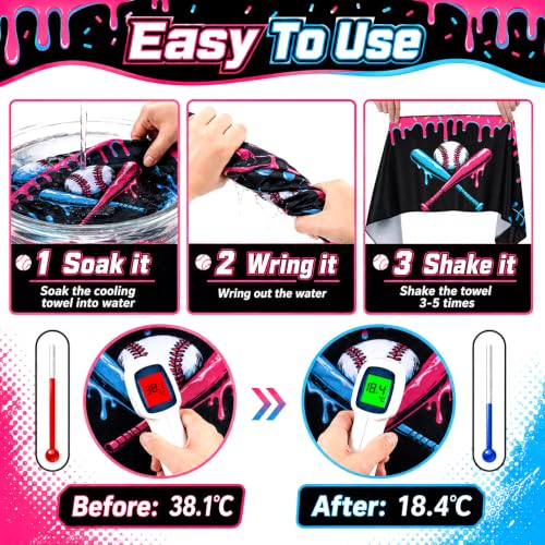 Image of 30Pcs Ice Cream Drip Baseball Cooling Towels for Neck and Face 40 x 12 Inch Sports Baseball Team Gifts Ice Towel for Gym Sweat Microfiber Breathable Chilly Bulk Neck Wraps for Athletes Coach Outdoor