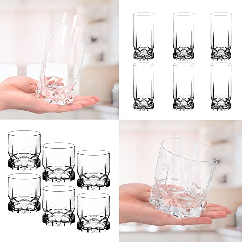 KADAX Verres à Boire pour Toutes les Occasions, Verres Transparents pour Jus, Cocktails, Eau et Soda (325 ml, Lot de 12 : 6 x Haut + 6 x Bas) – Image 6