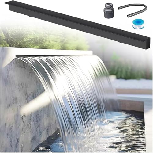 Heavy Duty Stainless Steel Waterfall Fountain Spillway for Garden Pond, Patio & Deck - 76.8in Wide Water Spray Accessories for Pool & Outdoor Water Features