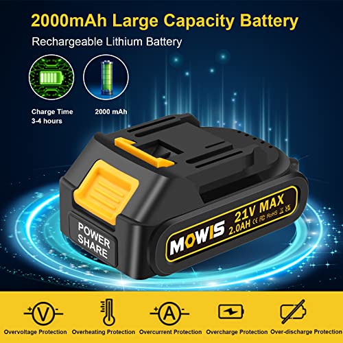 MOWIS Mini Kettensäge mit Akku 6-Zoll tragbar Einhand Elektro Kettensäge Elektrische Handkettensäge mit Tragetasche für Gartenarbeiten Baumbeschneidung Holzschneiden, 2 x 2000mAh Akku – Bild 4
