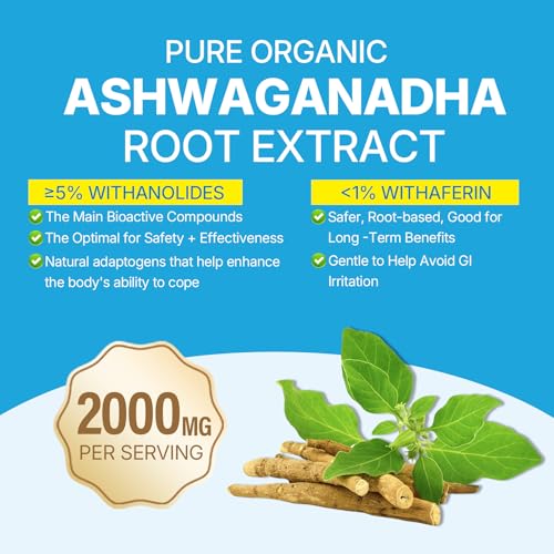Ashwagandha Gummies 2000mg for Women Men - Sugar Free, Vegan - Organic Ashwagandha Root Extract Supplements Gummy & Vitamin D3, B12 and Turmeric, Promote Relaxation, Mixed Berry Flavor, 120 Count - Image 5