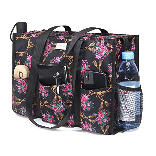 Image of TOPDesign Utility Water Resistant Tote Bag with 13 Pockets, Top Zipper Closure & Thick Bottom Support, for Working Women