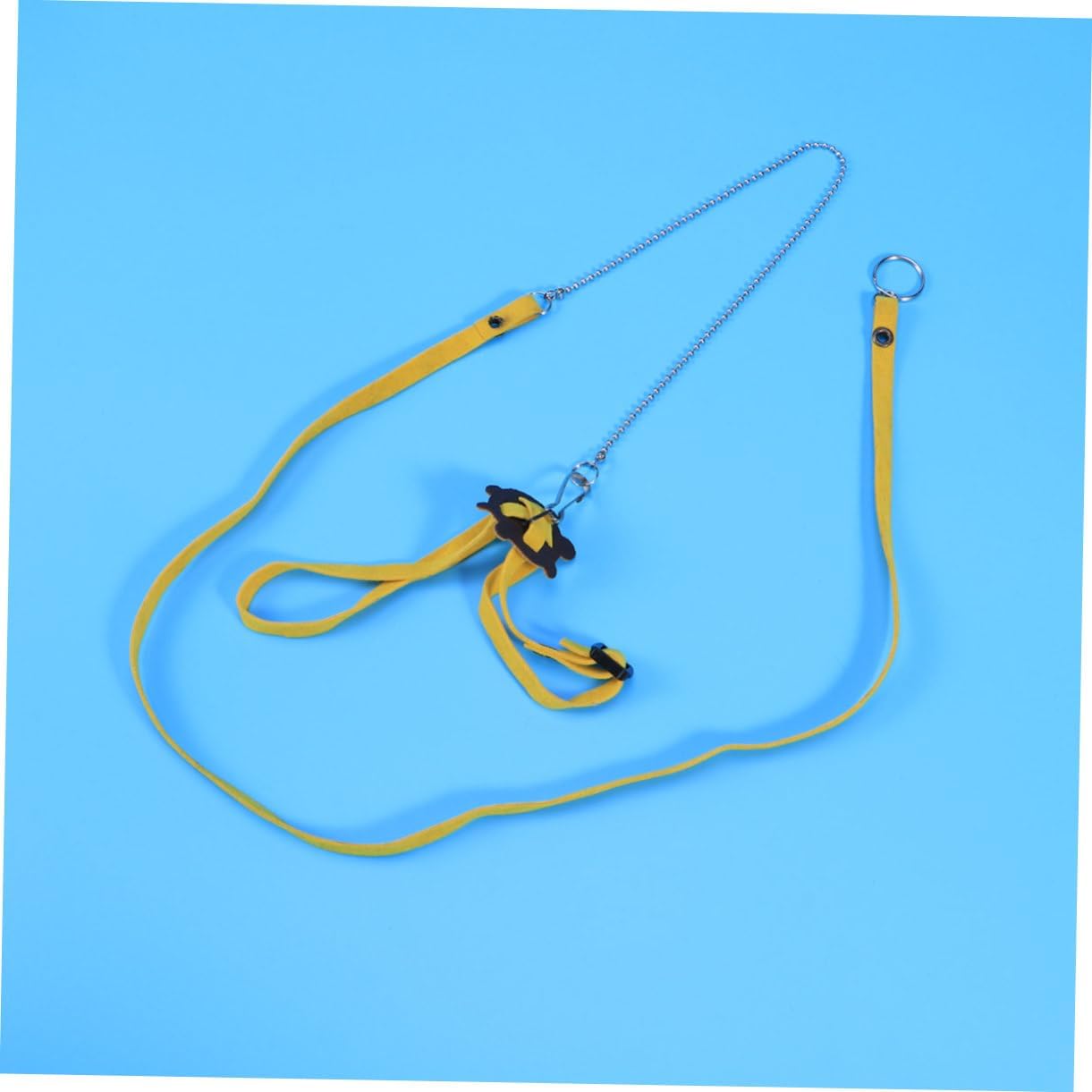 Adjustable Reptile Training Leash for Turtle Lizard Pets Outdoor Walking Strap with Iron Finger Loop Yellow Harness for Safe Reptile Handling and Control