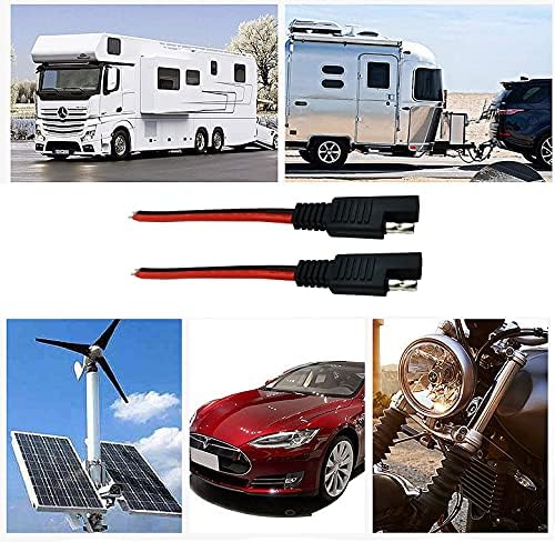 Miniatura 4 de Halokny Cable de extensión SAE de un solo extremo, 2 cables de enchufe de desconexión rápida SAE de 14 AWG para automóvil y panel solar (1 pie11.8