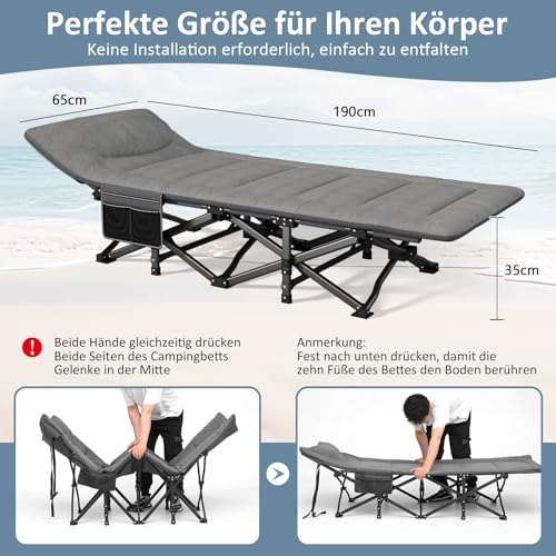 Mopaicot Furn Campingbett feldbett klappbar, Faltbar Gästebett bis 200 kg für, Indoor, Outdoor und Garten