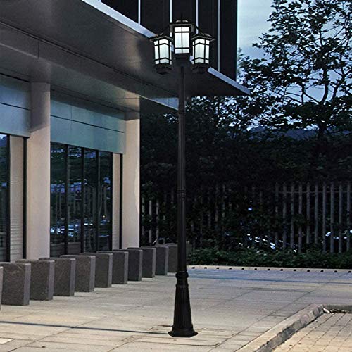 Wghz 3 Cabezas Industrial Moderno Exterior Impermeable LED Solar Poste Alto Paisaje farola de Aluminio Exterior Villa jardín Poste luz Pasarela césped Columna lámpara iluminación de ingeniería (t
