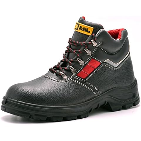 Black Hammer Mens Safety Boots Leather S3 SRC Black Steel Toe Cap Work Shoes Ankle 5993 Cover