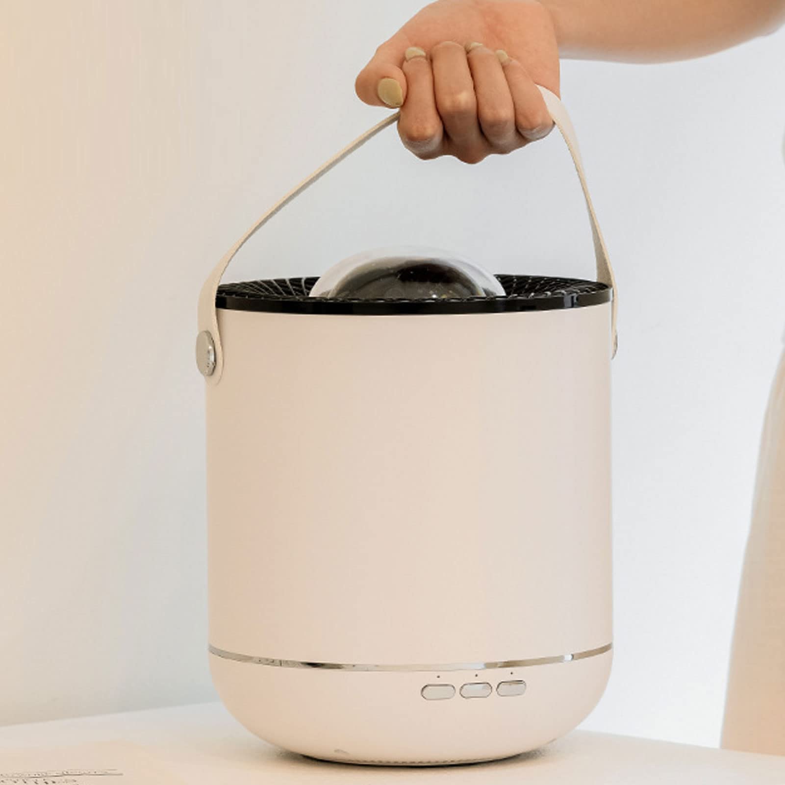 Humidificador con lámpara de proyector de 450 ml, difusor ultrasónico de aceites esenciales con rotación dinámica 360, luz nocturna, luz de respiración suave y protección contra (Blanca)