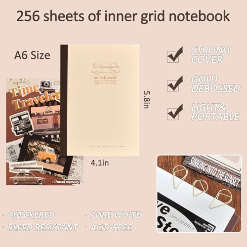 Image of RANDEN Traveler Journaling Kit, 346PCS Vintage Scrapbook & Stationery Set with Aesthetic Stickers, Ephemera Pack and Journal Supplies for Bullet Journals, Planners, Albums & Creative Crafts (Traveler)