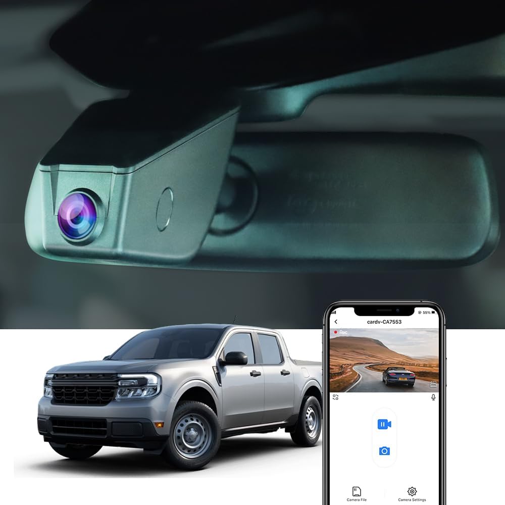Fitcamx Front 4K+Rear 1080P Dash Cam for 2022-2025 Ford Maverick (with Rain Sensor), OEM Factory Style, Dual HD Video, Built-in WiFi & APP, Loop Recording, Collision Sensor, Easy to Use, 128GB Card