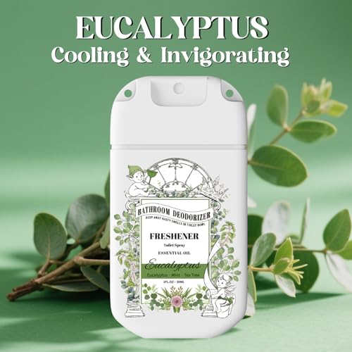 Image of Travel Size Toilet Spray, Air Freshener Spray for Bathroom Deodorizer, Travel Essentials Variety with Removable Hook - Lemon Lavender Eucalyptus Scent