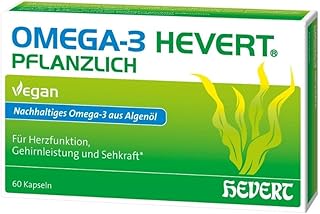 Omega-3 Hevert pflanzlich für eine gesunde Herzfunktion, Gehirnleistung und Sehkraft, 60 St. Kapseln